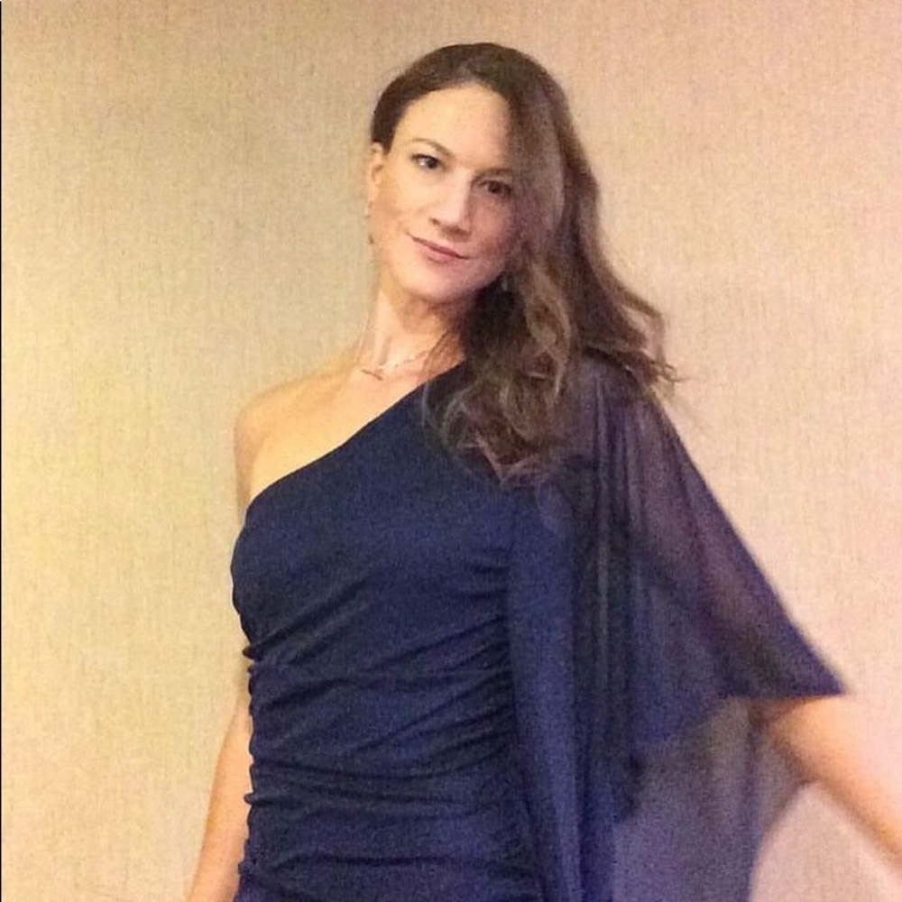 One Shoulder Navy Dress - Picture 6 of 6